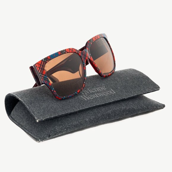 Vivienne Westwood Sun RX 01 Red-Tartan Square Sunglasses - Picture 10 of 10
